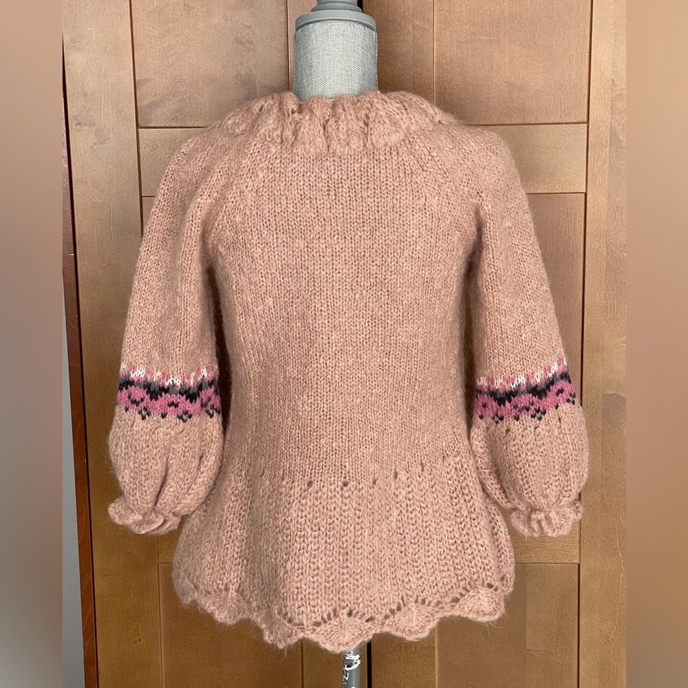 MOSCHINO Cheap & Chic Pink Mohair Blend Patterned Knit Sweater EUC Size 10 US - Picture 3 of 15